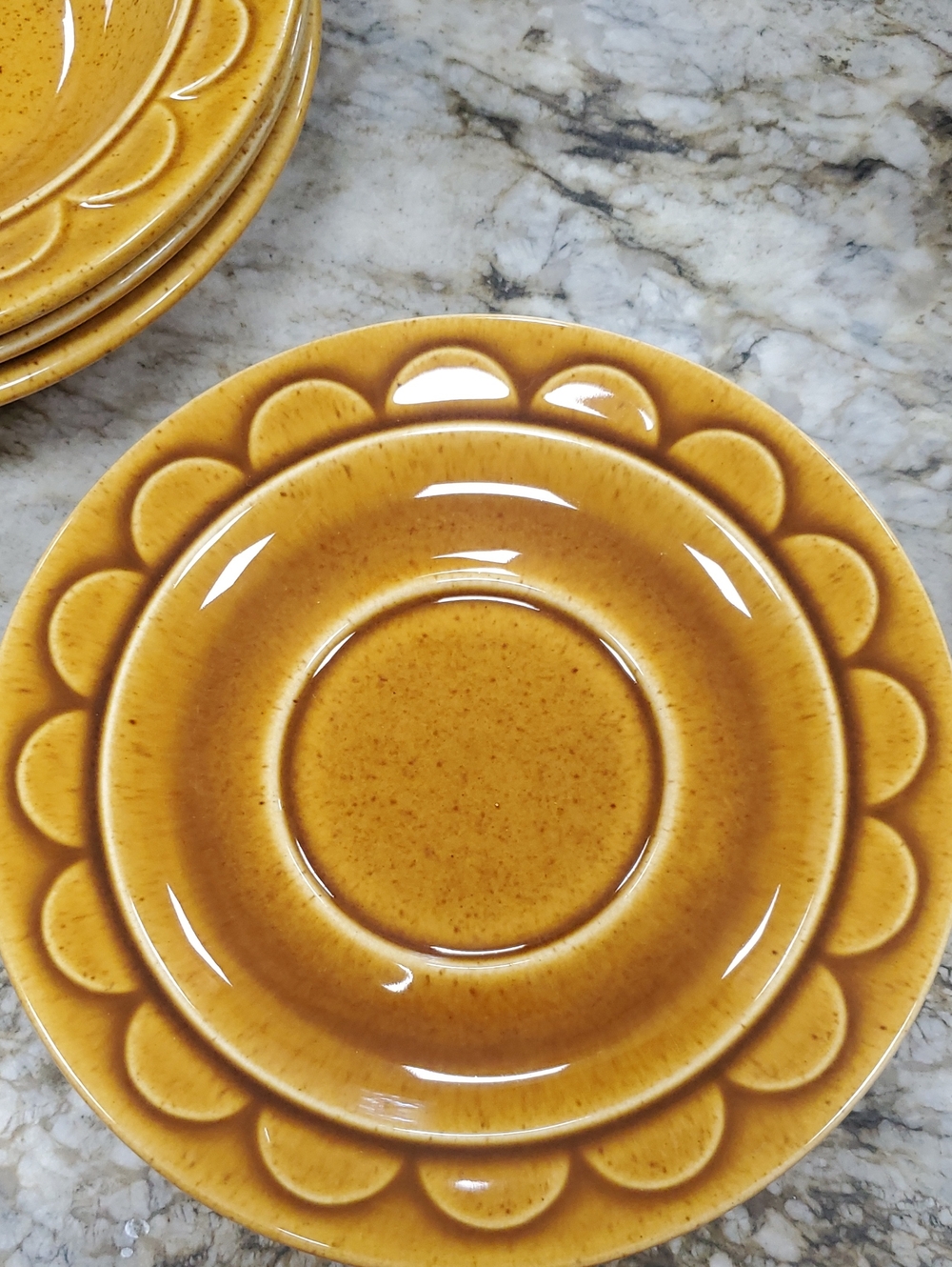 Homer Laughlin Harvest Gold Coffee Sauxers, Set Of 3